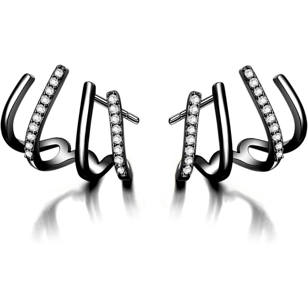 Sterling Silver Cuff Earrings with Cubic Zirconia for Women Lightweight elegant
